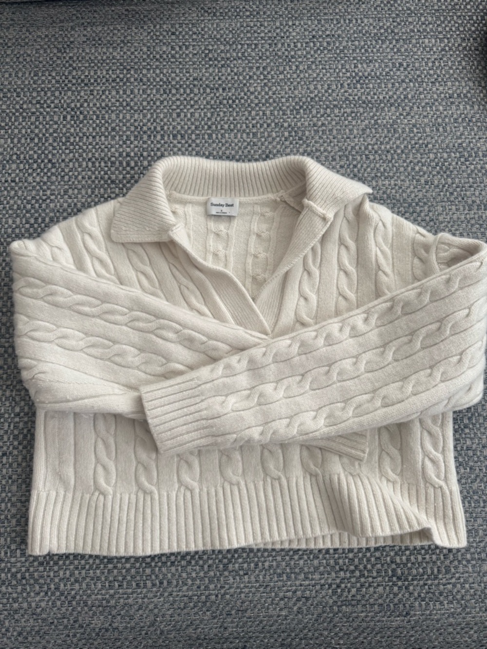 Sunday Best Ivory Cable Knit Collared Sweater